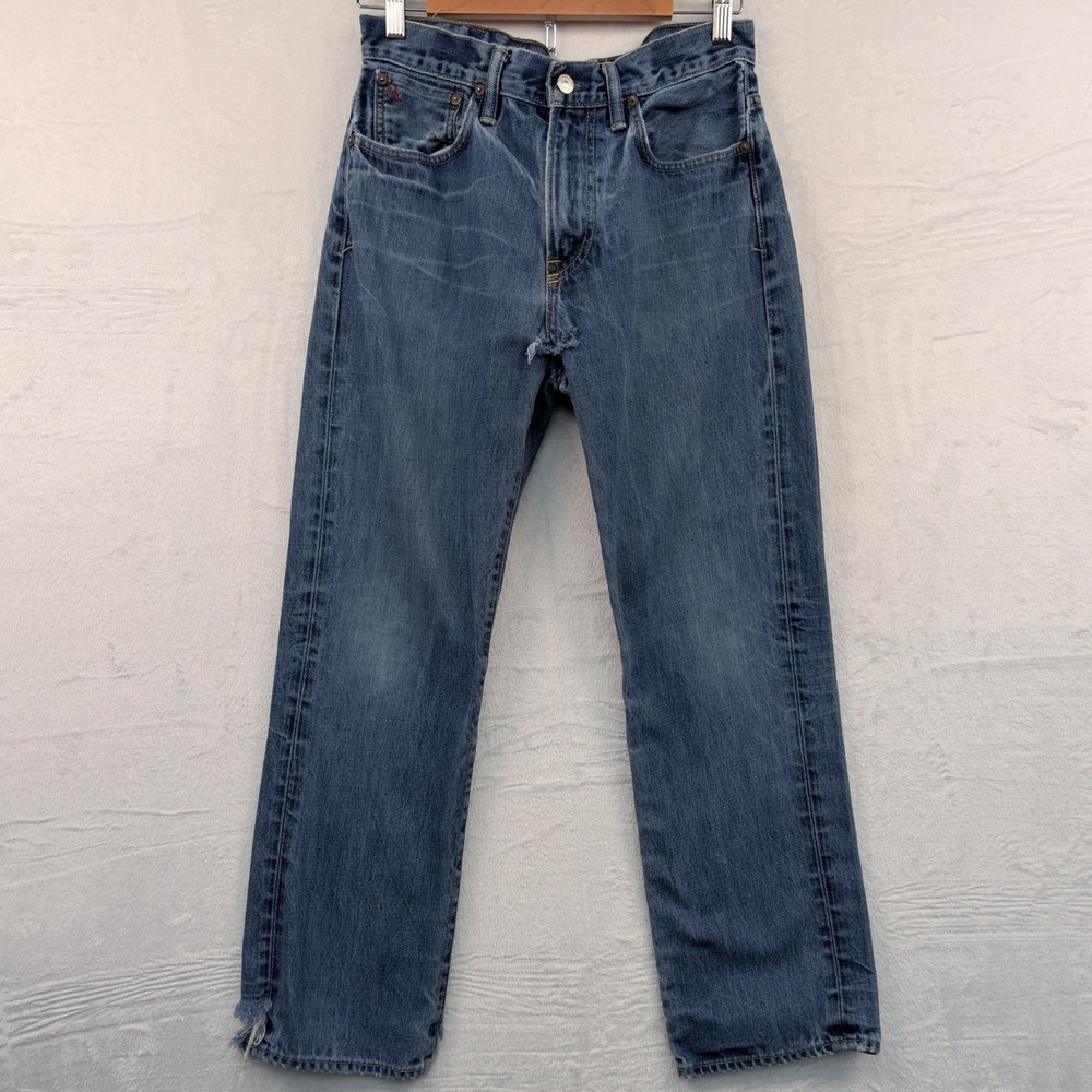 VTG Polo Ralph Lauren Jeans Men's 30x30 Blue Distressed Workwear Straight 90s